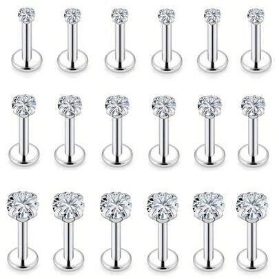 18Pcs 16G Lip Rings, Stainless Steel Medusa Piercing Jewelry 2mm 3mm 4mm Forward Helix Earring, Labret Monroe Piercing Jewelry for Women Men