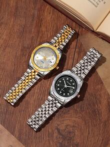 1pc Fashion Business Casual Men's Watch, Multi-Function Round Dial Alloy Steel Band Quartz Watch, Suitable For Festivals, Parties And Daily Wear, Best Gift For Men, No Gift Box - Multicolor - View 3