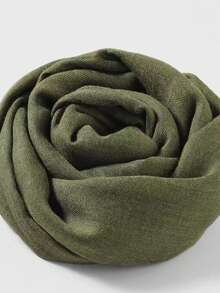 1pc New Fashion Versatile Solid Color Bamboo Knit Scarf/Shawl For Women For Dress - Army Green - View 3