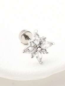 1 件 316L 不锈钢锆石耳钉，时尚优雅的耳饰，男女皆宜 - 彩色 - 查看 2