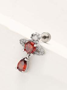 1颗红色系列锆石耳钉，简约耳骨穿刺饰品，男女皆宜 - 彩色 - 查看 8