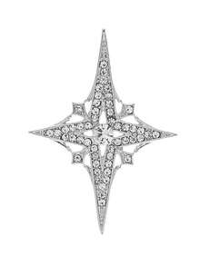1pc Elegant Sparkling Gold Star Brooch, High-End Jewelry Accessory With 4 Pointed Tips Inlaid With Rhinestones, Multi-Layer Small Diamonds Surrounding, Fashionable Party Accessory - Star - View 7
