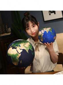 1pc Realistic Earth, Sun, Moon, Mars Plush Stuffed Doll Cushion, Space Theme Decorative Pillow, Birthday Gift, Cuddle Doll, Office Desk Decor,Uranus,Deep Space,Sun And Moon Plush - Multicolor - View 10