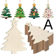 30 Peças Enfeites de Árvore de Natal de Madeira Não Acabados, Decorações Suspensas Artesanais DIY, Adequados para Pintura, Decoração de Feriados, Enfeites de Árvore de Natal