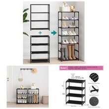 4 Tier Small Shoe Rack, Narrow Stackable Toddler Adult Shoe Storage Organizer Shelf Closet Floor Entryway Bedroom, Space Saver Shoe Rack Organization Shelves
