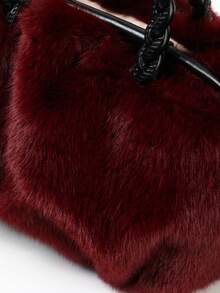 BAILEE Fashionable Elegant Versatile Soft Smooth Solid Color Artificial Ferret Plush Cloud Bag Fried Dough Twists Double Handle Magnetic Suction Women's Handbag White-Collar Workers Perfect For College&Work&Business&Commute&Outdoors&Travel&Outings&Office&Perfect For Work&Shopping&Gifts To Friends - Burgundy - View 7