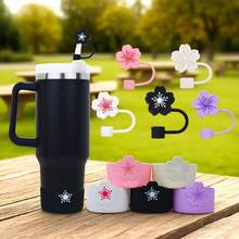 1 Set Accessori per Borraccia in Silicone con Fiore di Begonia 3D, Tappo Cannuccia da 10mm/0,39 pollici a Forma di Fiore di Begonia, Ciondolo a Forma di Fiore di Begonia, Set di Accessori per Borraccia Sportiva, Cartone Animato Carino, Antiscivolo Anti-Urto, Compatibile con