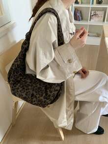 1 Túi đeo vai họa tiết da báo, Túi xách hình lưỡi liềm dung tích lớn thời trang phù hợp cho phụ nữ trưởng thành, trang phục thời trang và mua sắm ngoài trời - Nhiều màu - Xem 3