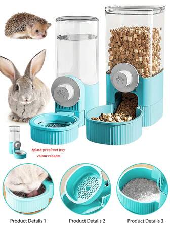 Automatic Food And Water Dispenser Hanging Durable Plastic Pet Food Feeder/Water Dispenser Large Capacity Gravity-Fed Flowing Water & Food Dispenser No Power Supply Easy Installation Hygienic Design Leak Proof Washable Detachable Puppy Feed Cat Necessities Dog Things Dog Bowls Cat Bowls Dog Stuff Cat Stuff Dog Accessories For Small & Medium Dogs Cats Rabbits Hamster Blue