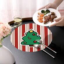 2pcs/4pcs/6pcs Christmas Tree Pattern Printed Diatomite Placemats, Home Decor, Suitable For Christmas Gifts, Christmas Decorations, Applicable To Dining Table, Coffee Bar, All Seasons, Washable Placemats, Room Decor, Coasters, Drink Mats, Drain Mats, Kitchen Dining Table Mats, Indoor/Outdoor Party Decorations, Home Decor, Ideal Gifts