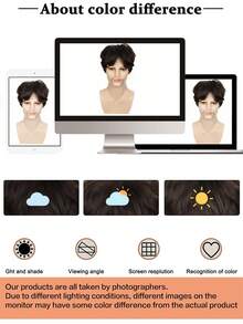 男士短款棕色假发帅气男士日常服装合成全假发自然棕色假发 - 巧克力棕 - 查看 6