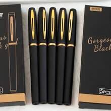 5mm Black Signature Pen, Smooth Writing Business Office Signing Pen, Student Planner Marker Pen, Elegant Gift Box - Ruột bút bi đen và vàng 5 chiếc - Xem 7
