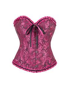 女士复古提花胸衣上衣，塑形紧身胸衣式性感抹胸露脐上衣，适合派对、万圣节、节日和其他场合