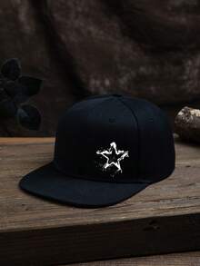 1 件男女通用户外休闲可调节尺寸平檐街头嘻哈图案印花帽，适合日常使用 - B - 查看 3