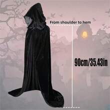 Soft Velvet Cape With Hat, Unisex Clothing Cloak, Black, Red, Purple, Green - Suitable For Parties, Theme Events, And Role-Playing, Easy To Wear And Store, Holiday Costume, Suitable For Halloween, Christmas, And Carnival, Perfect Gift For Role-Playing Enthusiasts 