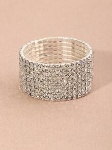 1pc Women's Elegant 8 Crystal Row Rhinestone Bracelet, Fashionable Wedding, Party And Daily Accessory - Silver - View 8