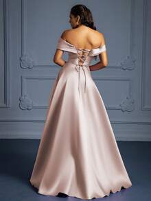 VIPGIRL 优雅长款喇叭连衣裙，晚礼服 - 藕粉色 - 查看 2