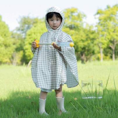 1 件可爱卡通熊防水婴儿户外雨衣，儿童露营雨衣
