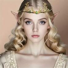 Neue Waldstil Blätterkrone Haarreif, Braut Haarband, Stirnschmuck, 3D grüne Pflanze Boho Natürlicher Kristall Haarschmuck