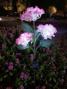 4/2/1pcs Solar Hydrangea Flower Light With 3-Head, Outdoor Courtyard Decoration, LED Simulation Flower Light, For Outdoor Yard Garden Lawn Patio Courtyard Fences Driveway Pathway Decoration, Valentine's Day Gift, Gifts For Mother Or Lovers(Pink, White, Blue, Purple) - 3頭繡球花 - 查看 18