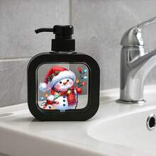 زجاجة موزع شفافة قابلة لإعادة التعبئة بسعة عالية مع مضخة، تصميم رجل الثلج لعيد الميلاد موزع الصابون - متوافق مع صابون اليد، غسول الجسم، المنظفات، الغسول، ديكور حمام المنزل، عودة إلى المدرسة، ديكور عيد الميلاد - بلاستيك متين، اكسسوارات حوض المطبخ، تصميم عيد الميلاد - متعدد الألوان - مشاهدة 8