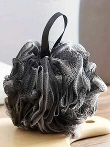 1pc/2pcs Charcoal PE Net Bath Sponge, Super Soft Lather Shower Loofah, Durable Non-Shedding Mesh Material For Rich Foam And Deep Cleansing