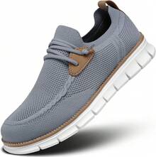 Mens Casual Loafers Shoes Slip On Fashion Walking Dress Sneakers Business Oxfords Work Lightweight Soft Sole Zapatos-20256688 - 灰色 - 查看 1