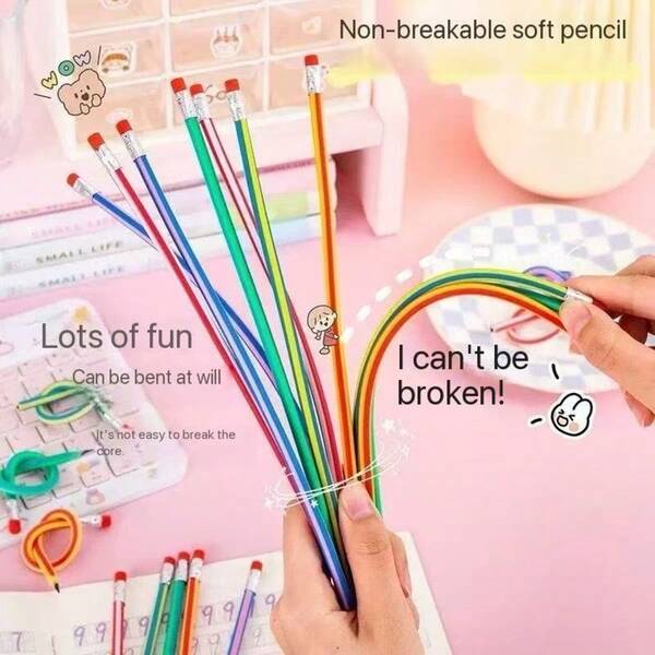 أقلام رصاص مرنة، أقلام رصاص قابلة للثني السحرية، أقلام رصاص ناعمة ملونة وممتعة مع ممحاة، هدايا مثالية، عيد ميلاد، عطلات، هدايا حفلات عيد الميلاد، حشوات أكياس الهدايا، مناسبة للعودة إلى المدرسة، هالوين، الخريف، هدايا عيد الميلاد