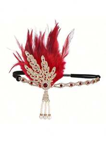 1920 年代羽毛头带，波西米亚头饰，锌合金菱形框架，女士 1920 年代羽毛装饰头带，重返校园