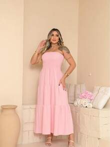 July Tropical Strapless Dress In Various Prints, 2025 Collection - Rosa Pálido - Ver 5