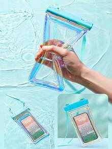 Transparent, Rainbow Laser Phone Pouch, Waterproof Phone Bag, Inflatable Transparent Swimming Phone Protector Bag With Lanyard - Transparent, Touch Screen Compatible, Lightweight Plastic, Touchable For Swimming, Suitable For Beach And Pool Use, Prevent Loss Or Water Damage, Beach Bag, Swimming, Beach Essential