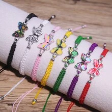 1 pieza Pulsera ajustable tejida a mano con estilo bohemio, con elementos de mariposa y nudos planos. Esta pulsera presenta un estilo bohemio, hecha a mano con elementos de mariposa y nudos planos, y viene con un diseño ajustable. Es adecuada para el uso diario en todas las estaciones, tiene colores ricos y es un artículo de moda imprescindible para tomar fotos durante las salidas.