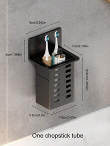 Wall Mounted Toothbrush And Toothpaste Holder For Bathroom, White And Black, With Space For Comb Or Razor And Shower Gel (No Drilling Required), Home Bathroom Decor, Autumn Decor, Back To School