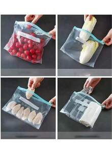 90pcs Thick Reusable Blue Freezer Bags, Suitable For Storing 60/50/45/40/30/25/20/15/10/1 Items, Microwave , Leak-Proof, Suitable For Refrigerator Storage - Multicolor - View 7