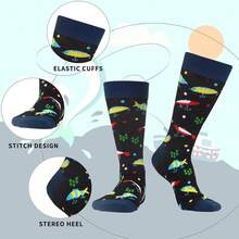 Men's Funny Novelty Crazy Pattern Dress Socks For Gifts - Black/Blue/Multicolor Fishing-4m - View 8