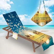 1 Stück schnelltrocknende Strandtuch, Mikrofaser Landschaftsmuster Strandtuch, Strandstuhllehne mit Tasche, geeignet für Strand, Badezimmer, Outdoor, Schwimmen, Pool, Camping, Picknick, Yoga, Tauchen, Urlaubszubehör, Reiseessentials