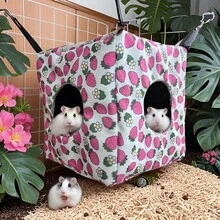 Small Animal Hideaway& Hammock, Cozy House With Roof For Small Pets To Sleep And Hide - Washable Pet Cave& Hideout Corner, Hanging Hammock Hideout Bed, Cage Accessories For Guinea, Hamster, Rat, Glider, Squirrel, Ferret, Kitten, Squirrel, Chinchilla