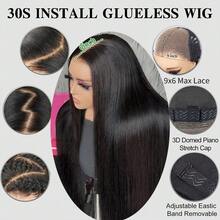 bling hair Straight Wear And Go Glueless Wigs Human Hair 6x4 5x5 9x6 Pre Plucked Pre Cut Lace Wig 200% Density 28 30 Inch Invisible Strap 360 Full Lace Frontal Drawstring Wig 36 Inch 13x4 13x6 Transparent Lace Front Human Hair Wigs For Women Natural Black Wig - Natural Black - 查看 2