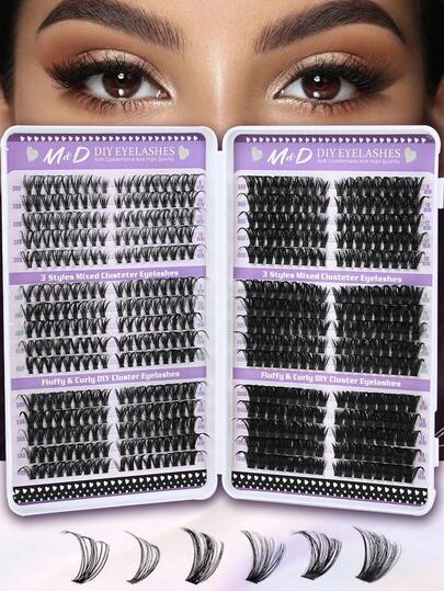 530 Pieces Individual Eyelash Clusters Large Capacity 30D+40D+50D+60D+80D+100D D Curl 8-16mm DIY Eyelash Clusters Natural Look, Super Thick, Thin, Super Soft, Super Light Reusable Individual Segmented False Eyelashes Eyelash Extension Kit With Makeup Tools 1 Eyelash Brush And Tweezers Suitable For Beginners To Use At Home Or On The Go For Daily Life, Weddings, Parties, Christmas And Halloween