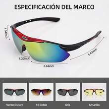 Lentes Deportivos de Ciclismo, Gafas de Sol Polarizadas Deportivas, Gafas de Ciclismo con 5 Lentes Intercambiables, Gafas de Bicicleta Mujeres y Hombres para Béisbol Correr Pescar Hiking Esquí - 1 - Ver 6