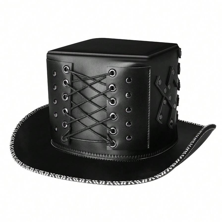 Pălărie de magician negru cu știfturi, accesoriu pentru costum de petrecere pentru gentleman, set de mărimi pentru adulți și adolescenți - Negru - Vizualizare 1