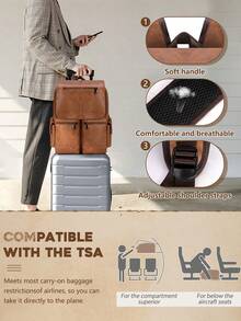 NEWHEY 15.6 Inch Laptop Backpack, Suitable For Men And Teenagers - Large Capacity PU Leather Backpack, Waterproof And Lightweight, Business Casual Flap Design, Ideal For Work, Study, Commuting And Travel