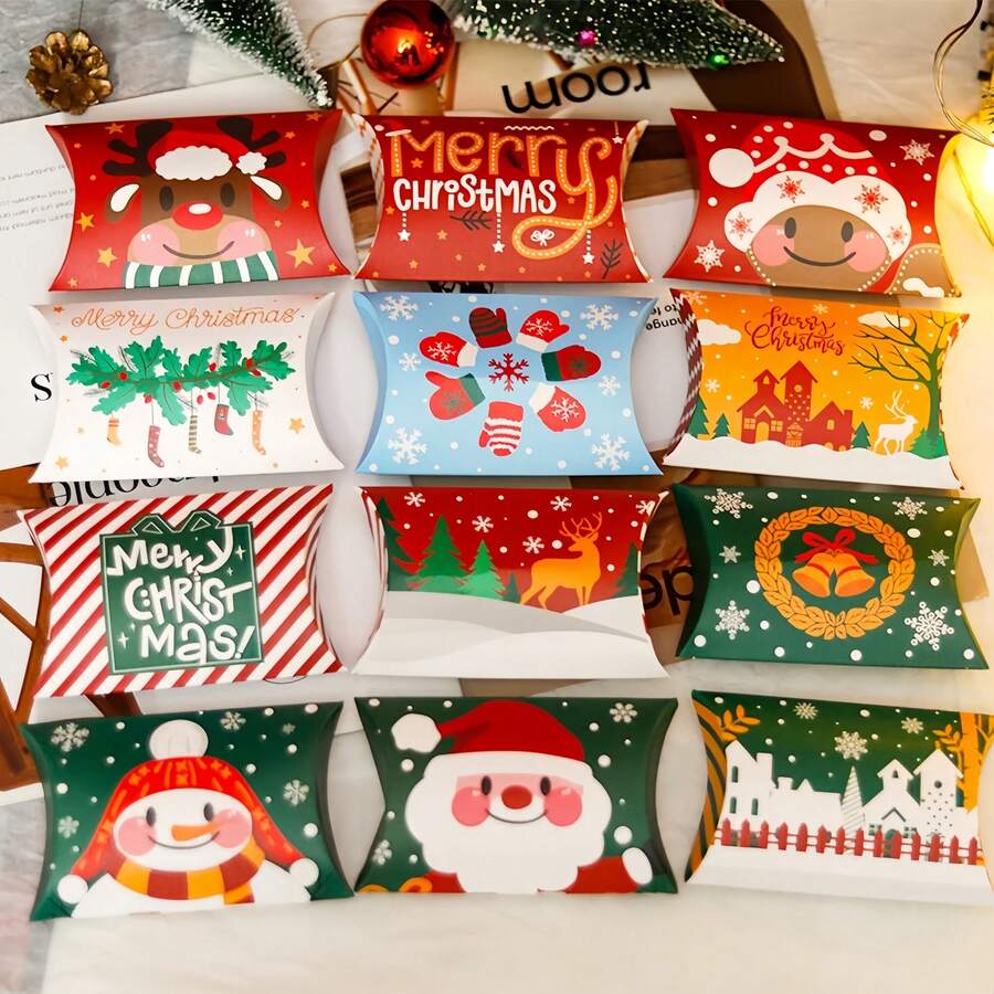 6 buc/12 buc/24 buc aleatorii Crăciun Kraft cadouri bomboane cutie ciocolată ambalaj alimente cadou ambalare gustare Anul Nou petrecere consumabile