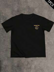 Rammstein Band Logo T-Shirt, Men's Double-Sided Print T-Shirt, Fashion Casual Crew Neck, 220g/M2 Cotton (1 Piece) - 黑色 - 查看 2