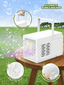 Compact & Portable Hand-Held Bubble Blower Toy For Kids, Fully Automatic Outdoor Water Play Toy For Boys & Girls, One-Button Colorful Bubble Blowing With Light (Batteries And Bubble Solution Not Included) - Multicolor - View 7