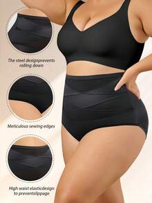 QUASTI 4 chiếc/gói quần lót cạp cao không đường may, nhiều màu sắc, phối lưới đan chéo, co giãn 4 chiều, cỡ 1XL-5XL - Nhiều màu - Xem 7