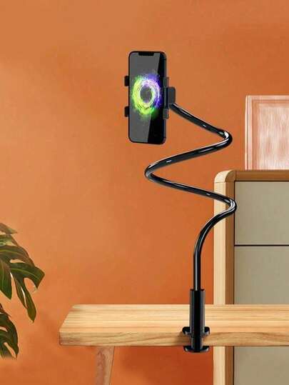 1PC Mobile Phone Clip On Stand (70cm/27.56inch), Bedside Mobile Phone Stand With 360 Degree Rotating Plastic Stand, Flexible Long Arm Gooseneck Stand Installation Fixture With Grip, Universal Mobile Phone Stand For Bed Table, Mobile Phone Stand For Lazy People, Universal Adjustable Stand For Bedside Desktop Live Streaming