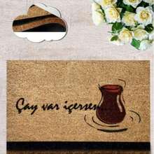 40x60 厘米天然椰棕门垫，采用耐用的 100% PVC 背衬 - 防滑、防尘刷表面 - 18-22 毫米厚耐用垫子，适合室内和室外使用，土耳其制造 - 紅色 - 查看 1