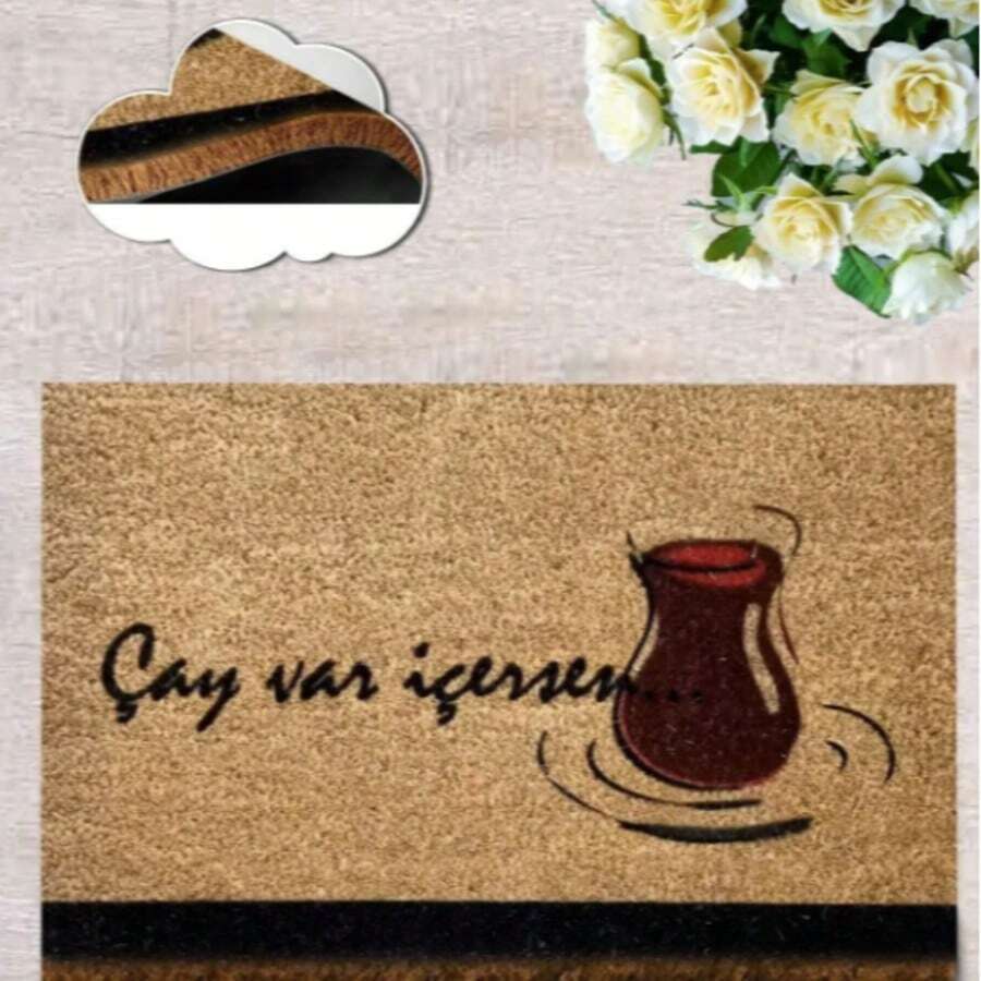 40x60 厘米天然椰棕门垫，采用耐用的 100% PVC 背衬 - 防滑、防尘刷表面 - 18-22 毫米厚耐用垫子，适合室内和室外使用，土耳其制造 - 紅色 - 查看 1