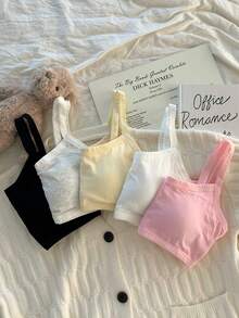 女童纯棉内衣固定杯文胸发育期初中生吊带小背心防凸点高中生女孩中大童短款裹胸运动